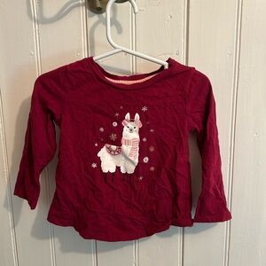 (3/$20) George 2t  burgundy winter festive llama Long Sleeve graphic T-shirt
